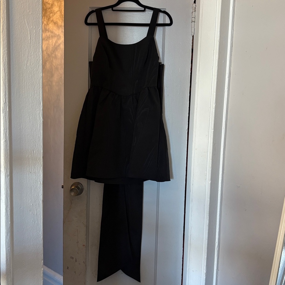 Love shack fancy black spin minidress wedding guest  large bow in back size 2 - Picture 9 of 13